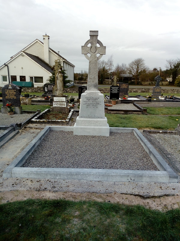 After picture of Celtic Cross restoration with fully restored engraving, cross and kerbing.