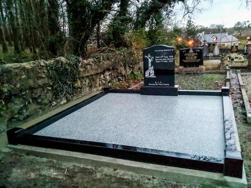 After picture of headstone restoration, with new base and surrounds.